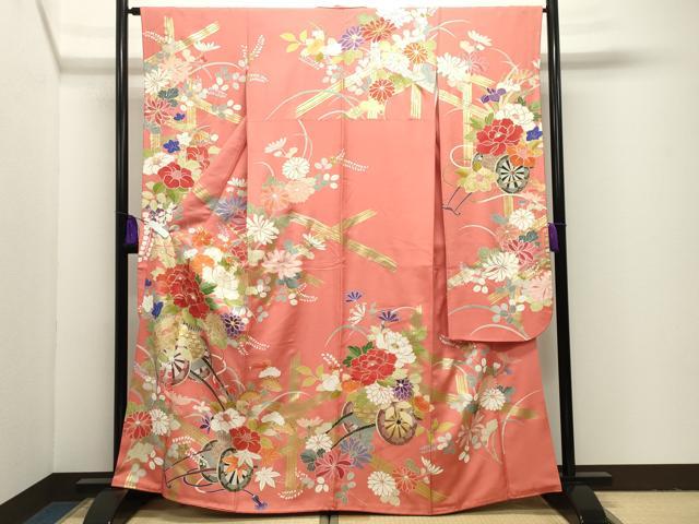 平和屋着物●豪華振袖 駒刺繍 花車文 金彩 正絹 逸品 CABI1056gh