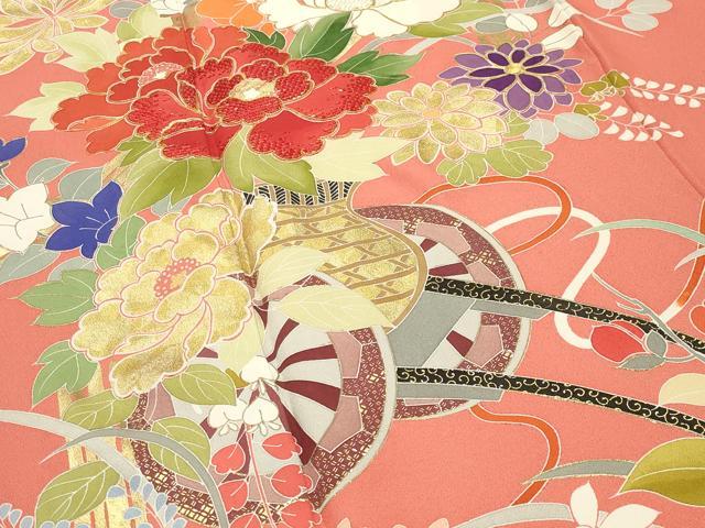 平和屋着物●豪華振袖 駒刺繍 花車文 金彩 正絹 逸品 CABI1056gh