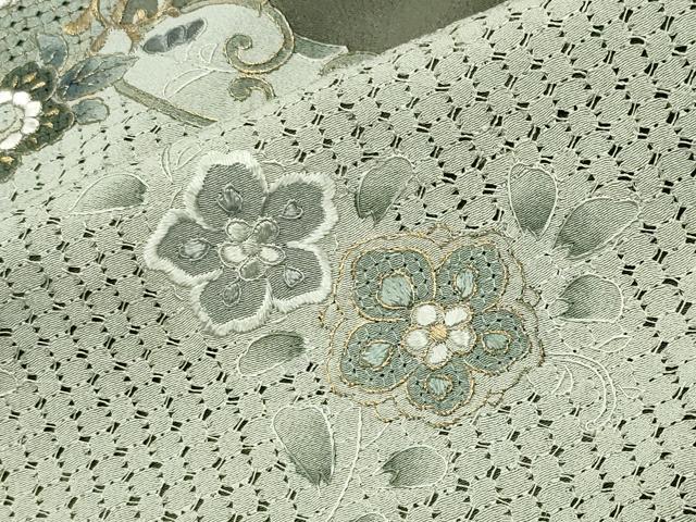 平和屋着物●中国三大刺繍 スワトウ刺繍 総刺繍 訪問着 向かい鳥花唐草文 金彩 正絹 逸品 CABI1060gh