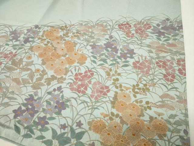 平和屋着物●訪問着 刺繍 草花文 金彩 正絹 逸品 CABI1066gh