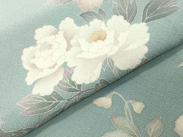 平和屋着物●訪問着 友禅 作家物 枝牡丹花文 暈し染め 鈴乃屋扱い 正絹 逸品 CABI1081gh