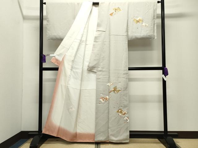 平和屋着物●訪問着 駒刺繍 冊子花文 金彩 正絹 逸品 未使用 CABI1086gh