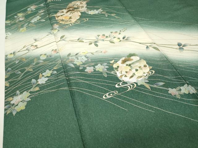 平和屋着物●訪問着 駒刺繍 雪輪重ね花文 暈し染め 金銀彩 正絹 逸品 CABI1091gh