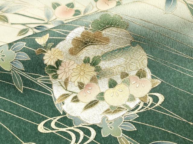平和屋着物●訪問着 駒刺繍 雪輪重ね花文 暈し染め 金銀彩 正絹 逸品 CABI1091gh