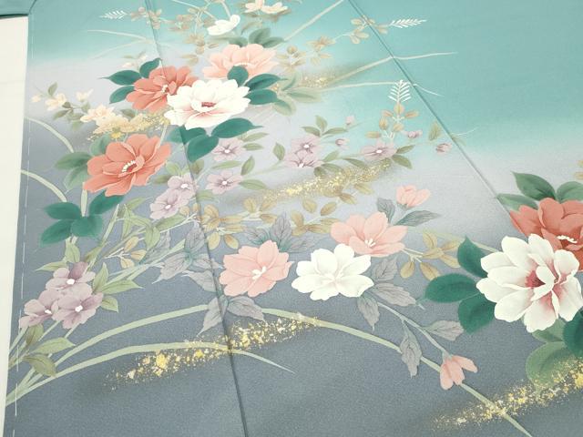 平和屋着物●訪問着 手描き 草花文 暈し染め 金銀彩 正絹 逸品 CABI1094gh