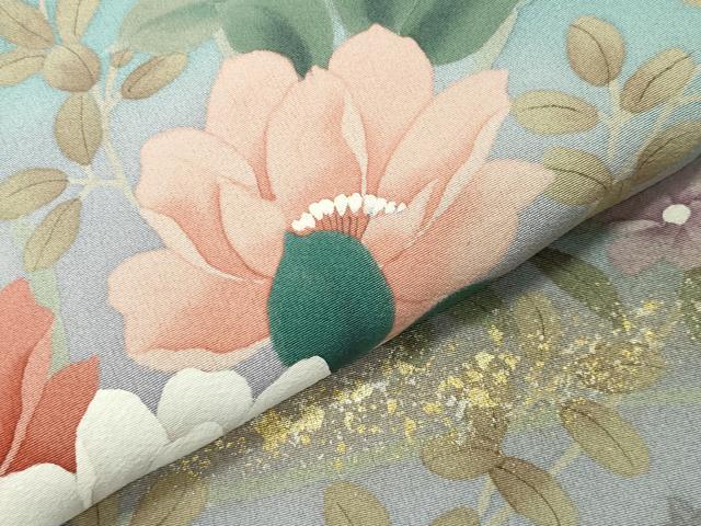 平和屋着物●訪問着 手描き 草花文 暈し染め 金銀彩 正絹 逸品 CABI1094gh