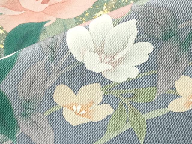 平和屋着物●訪問着 手描き 草花文 暈し染め 金銀彩 正絹 逸品 CABI1094gh