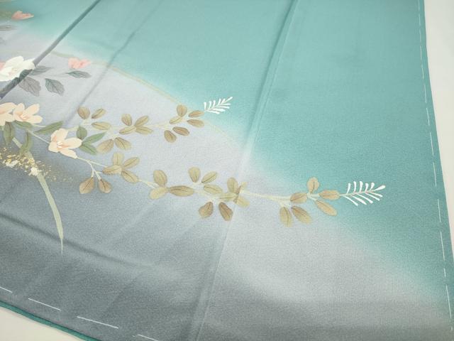 平和屋着物●訪問着 手描き 草花文 暈し染め 金銀彩 正絹 逸品 CABI1094gh