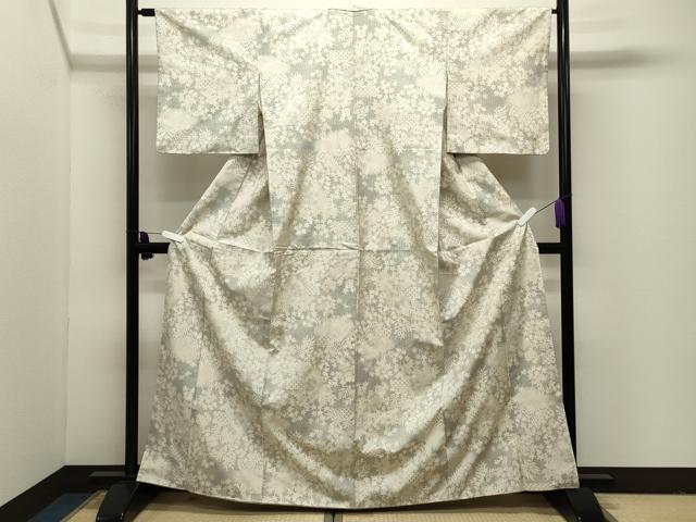 平和屋着物●本場大島紬 白大島 7マルキ 籬草花文 正絹 逸品 CABI1099gh