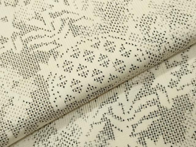 平和屋着物●本場大島紬 白大島 7マルキ 籬草花文 正絹 逸品 CABI1099gh
