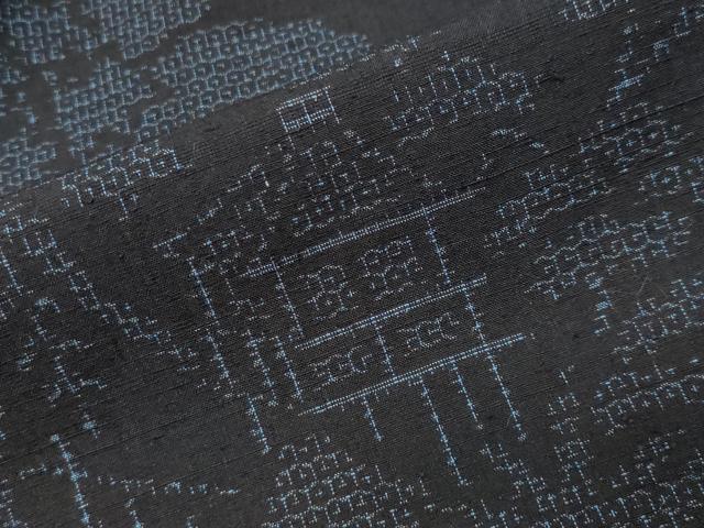 平和屋着物●結城紬 80亀甲 風景文 正絹 逸品 未使用 CABI1108gh
