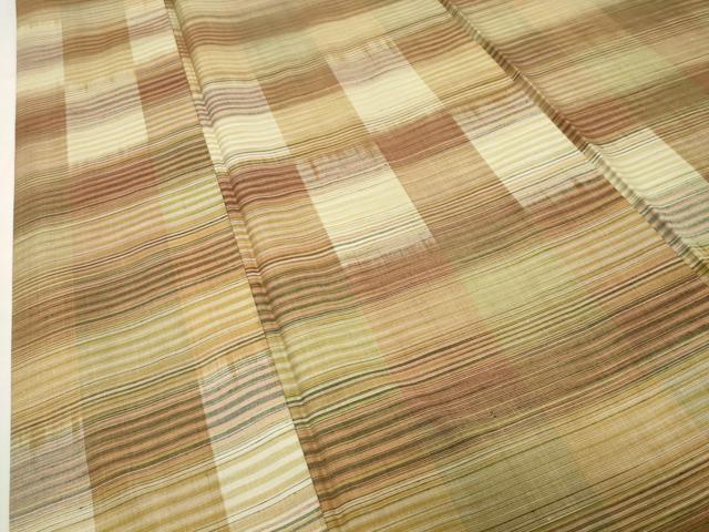 平和屋着物●西陣紬 おばな絣 格子柄 証紙付き 正絹 逸品 CABI1112gh