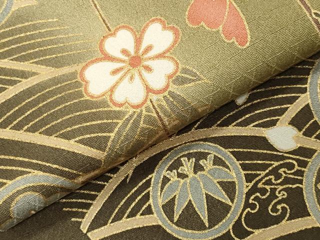 平和屋着物●訪問着 駒刺繍 扇面枝垂れ桜文 暈し染め 金彩 やまと誂製 正絹 逸品 CABI1113gh