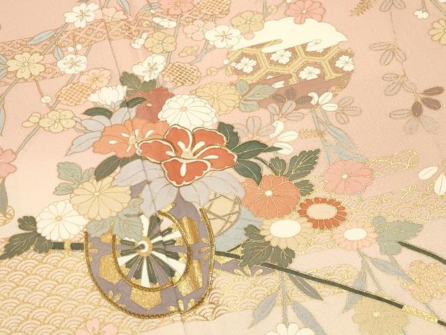 平和屋着物●訪問着 駒刺繍 花車雪輪文 暈し染め 金彩 正絹 逸品 未使用 CABI1120gh