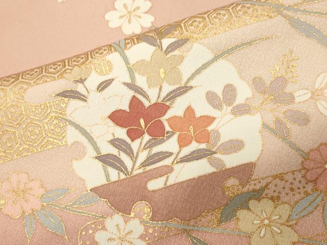 平和屋着物●訪問着 駒刺繍 花車雪輪文 暈し染め 金彩 正絹 逸品 未使用 CABI1120gh