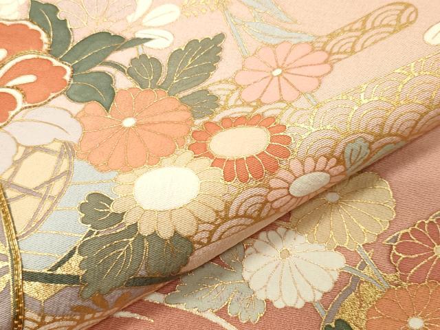 平和屋着物●訪問着 駒刺繍 花車雪輪文 暈し染め 金彩 正絹 逸品 未使用 CABI1120gh