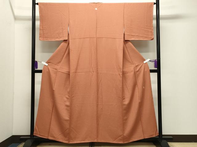 平和屋着物●本草木染作家 瑞寶 色無地 紋意匠 赤朽葉色 正絹 逸品 未使用 CABI1128gh
