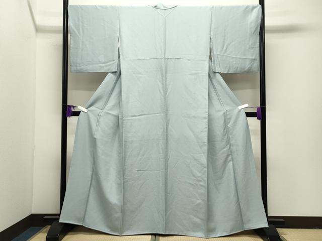 平和屋着物●上質な色無地 鱗地紋 水色 正絹 逸品 CABI1132gh