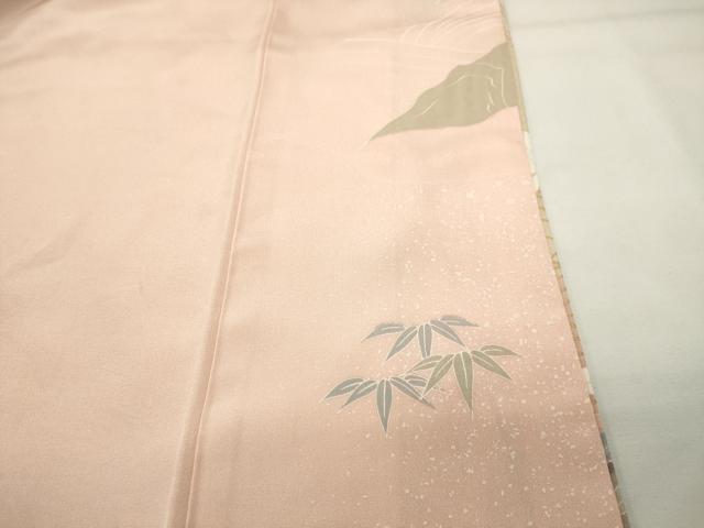 平和屋着物●訪問着 渡橋飛鶴籬花文 暈し染め 金彩 正絹 逸品 CABI1137gh
