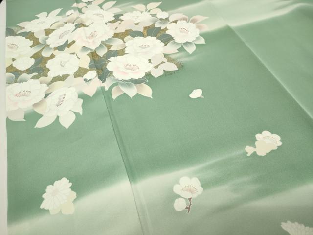 平和屋着物●訪問着 牡丹花文 暈し染め 金彩 正絹 逸品 CABI1138gh