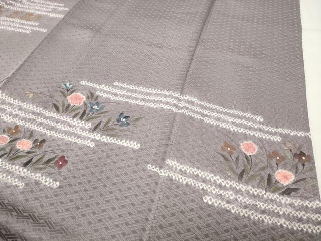 平和屋着物●訪問着 手描き 絞り 草花文 金彩 正絹 逸品 CABI1140gh