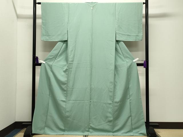 平和屋着物●上質な色無地 錆青磁色 ロング丈 正絹 逸品 未使用 CABI1142gh