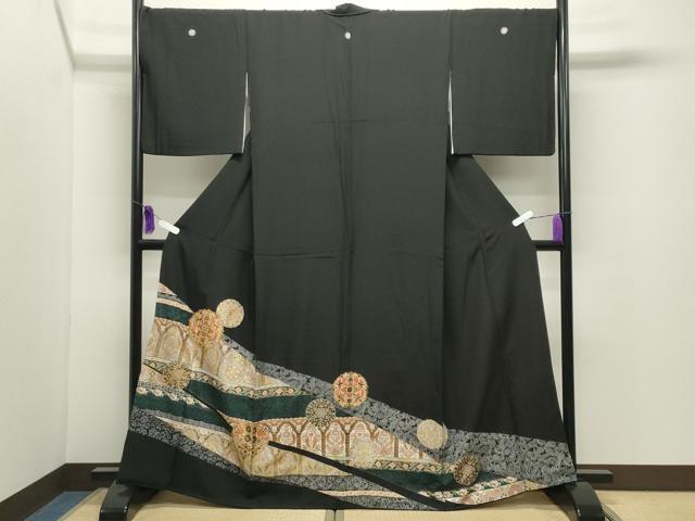 平和屋着物●豪華黒留袖 正倉院鳳凰花文 金銀彩 正絹 逸品 CABI1145gh