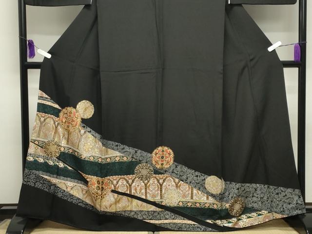 平和屋着物●豪華黒留袖 正倉院鳳凰花文 金銀彩 正絹 逸品 CABI1145gh
