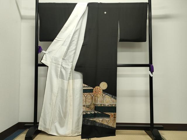 平和屋着物●豪華黒留袖 正倉院鳳凰花文 金銀彩 正絹 逸品 CABI1145gh