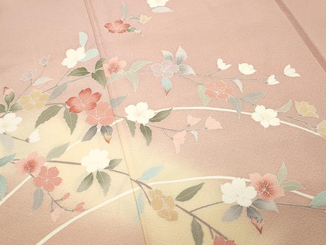 平和屋着物●訪問着 友禅 枝桜文 暈し染め 正絹 逸品 CABI1146gh