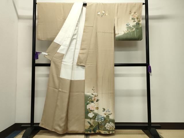 平和屋着物●訪問着 作家物 草花文 暈し染め 金銀彩 正絹 逸品 CABI1152gh