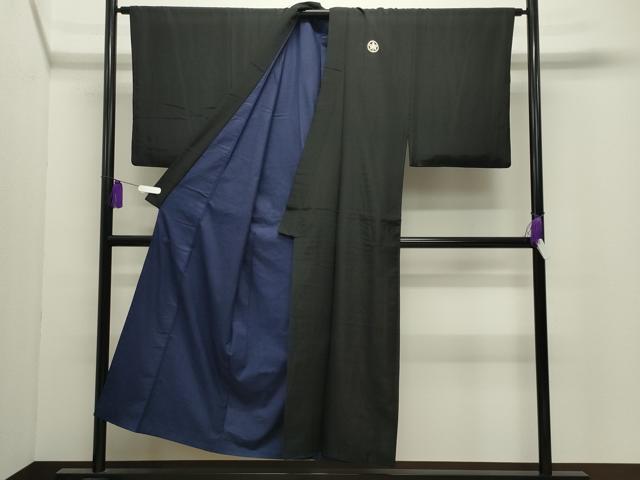 平和屋着物●男性 黒紋付 正絹 逸品 CABI1156gh