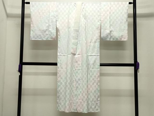 平和屋着物●長襦袢 無双仕立て 市松舞桜地紋 暈し染め 正絹 逸品 CABI1159gh