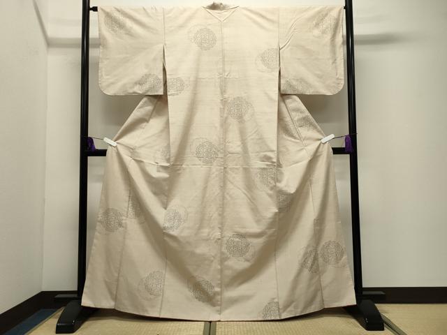 平和屋着物●結城紬 100亀甲 飛び亀甲柄 雪輪重ね花文 正絹 逸品 CABI1162gh