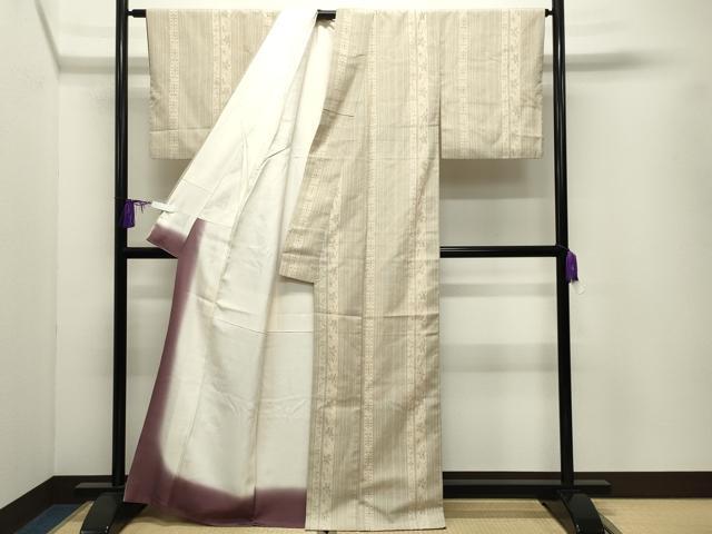 平和屋着物●本塩沢 花唐草間道 正絹 逸品 CABI1163gh