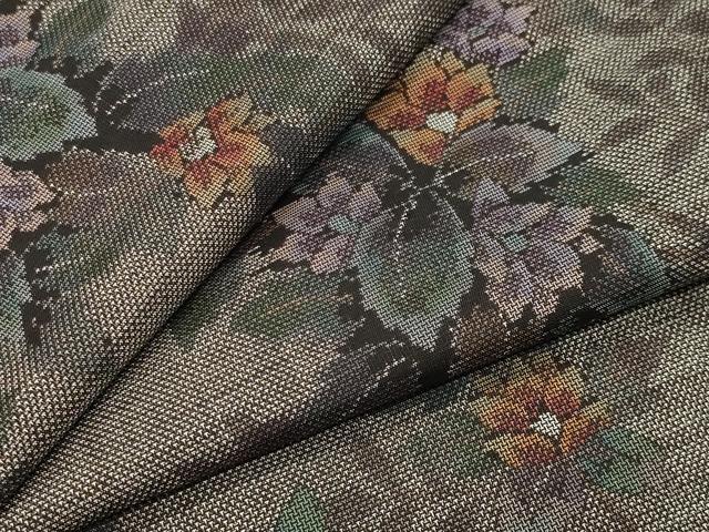 平和屋着物●本場大島紬 9マルキ 草花文 正絹 逸品 CABI1171gh