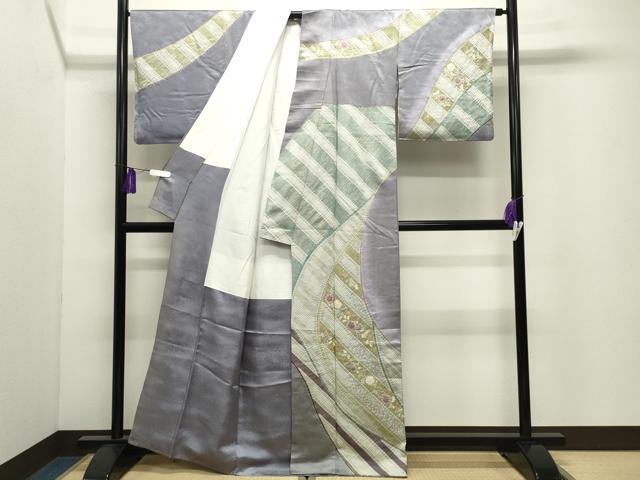 平和屋着物●訪問着 辻が花 絞り 暈し染め 金彩 銀通し地 正絹 逸品 CABI1182gh