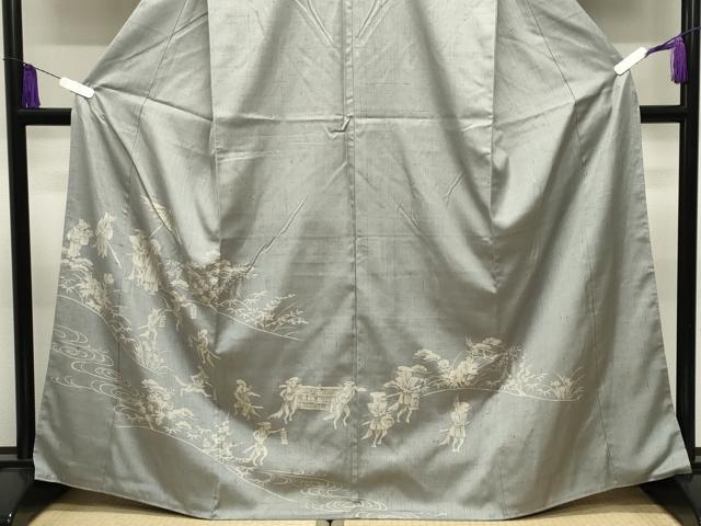 平和屋着物●訪問着 紬地 ろうけつ染 狐の嫁入り 正絹 逸品 CABI1196gh