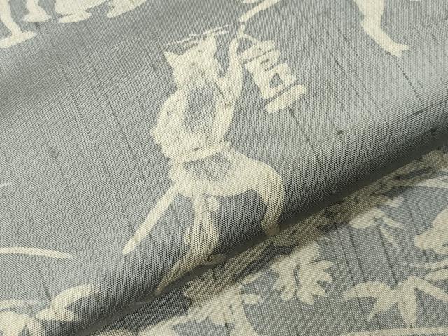 平和屋着物●訪問着 紬地 ろうけつ染 狐の嫁入り 正絹 逸品 CABI1196gh