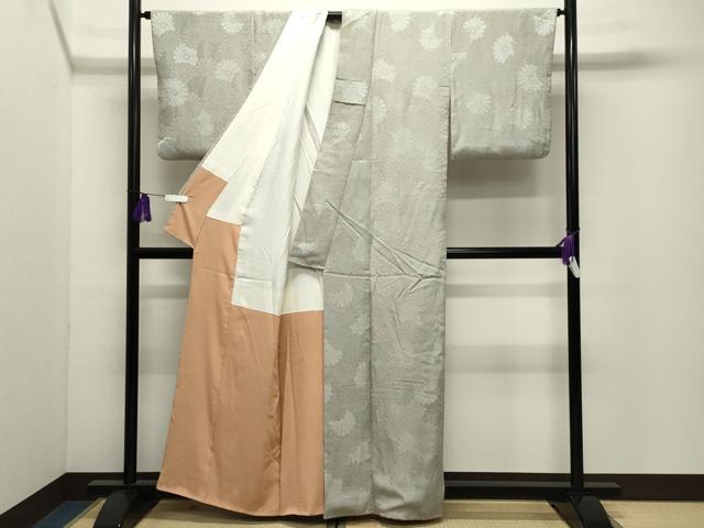 平和屋着物●上質な小紋 地紋起こし 舞菊文 正絹 逸品 CABI1198gh