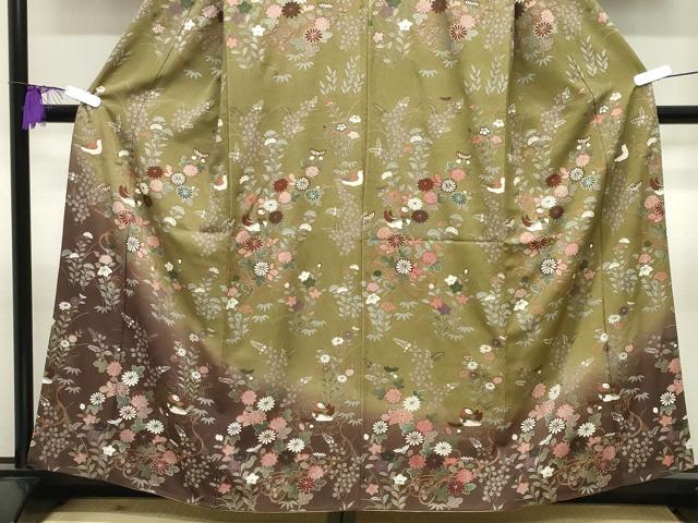 平和屋着物●訪問着 鴛鴦花文 暈し染め 金彩 正絹 逸品 CABI1200gh