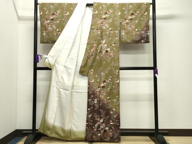 平和屋着物●訪問着 鴛鴦花文 暈し染め 金彩 正絹 逸品 CABI1200gh