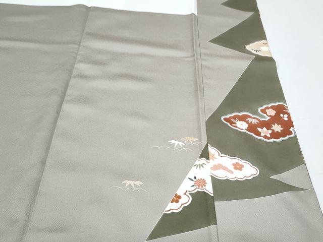 平和屋着物●豪華色留袖 駒刺繍 雲取り草花文 金彩 正絹 逸品 CABI1201th