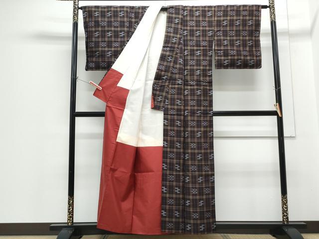 平和屋着物●上質な紬 琉球絣紋様 正絹 逸品 CABI1204th