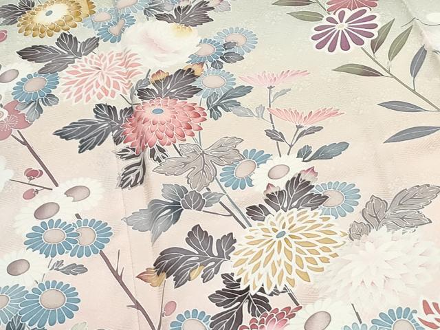 平和屋着物●訪問着 友禅 草花文 暈し染め 正絹 逸品 CABI1207th