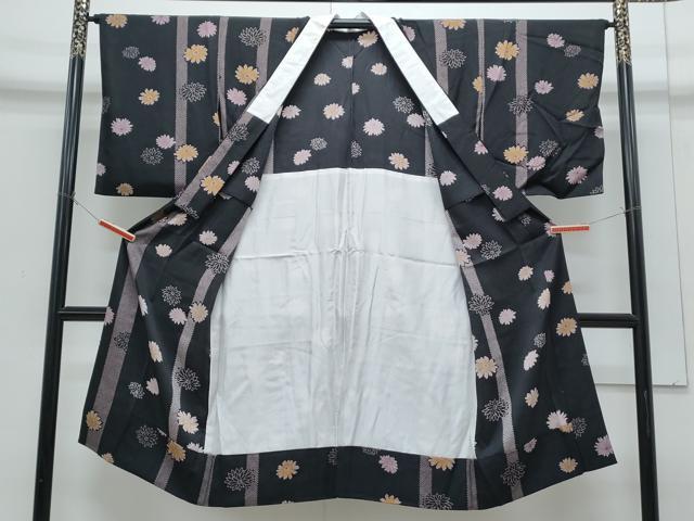 平和屋着物●長襦袢 無双仕立て 舞花文 黒地 正絹 逸品 CABI1211th
