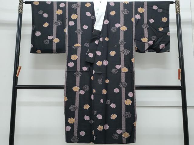 平和屋着物●長襦袢 無双仕立て 舞花文 黒地 正絹 逸品 CABI1211th