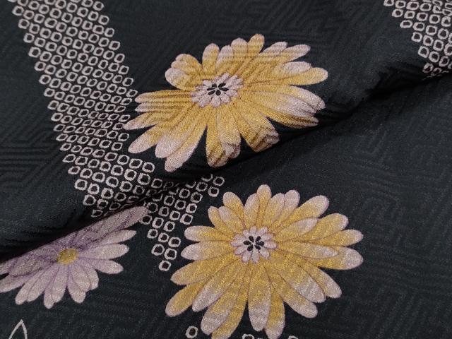平和屋着物●長襦袢 無双仕立て 舞花文 黒地 正絹 逸品 CABI1211th