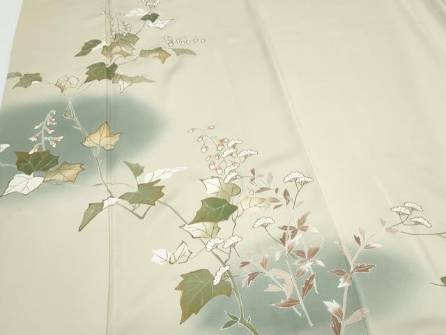 平和屋着物●訪問着 駒刺繍 草花文 暈し染め 金彩 正絹 逸品 CABI1219th