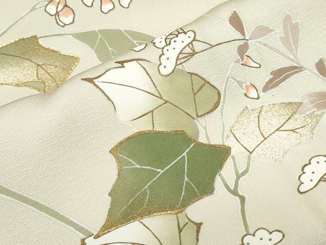 平和屋着物●訪問着 駒刺繍 草花文 暈し染め 金彩 正絹 逸品 CABI1219th